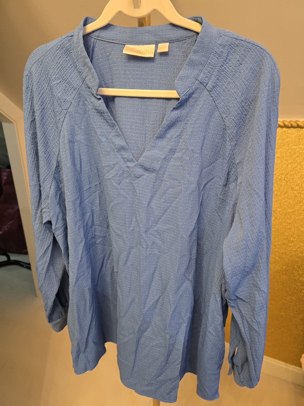 Belle by Kim Gravel Light Blue V-Neck Textured Tunic